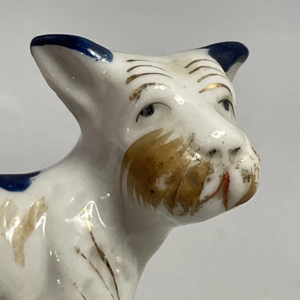 Vintage Terrier Dog Porcelain Ceramic Figurine‎ Trinket Made in Occupied Japan